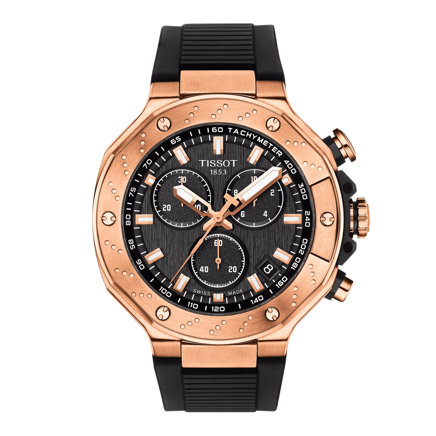 Tissot T Race Chronograph Black Dial Black Rubber Strap Watch For Men - T141.417.37.051.00