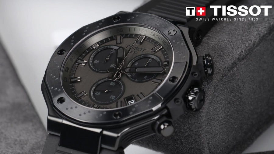 Tissot T-Race Chronograph Black Dial Black Rubber Strap Watch for Men - T141.417.37.061.00