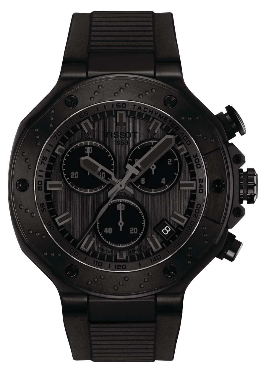 Tissot T-Race Chronograph Black Dial Black Rubber Strap Watch for Men - T141.417.37.061.00
