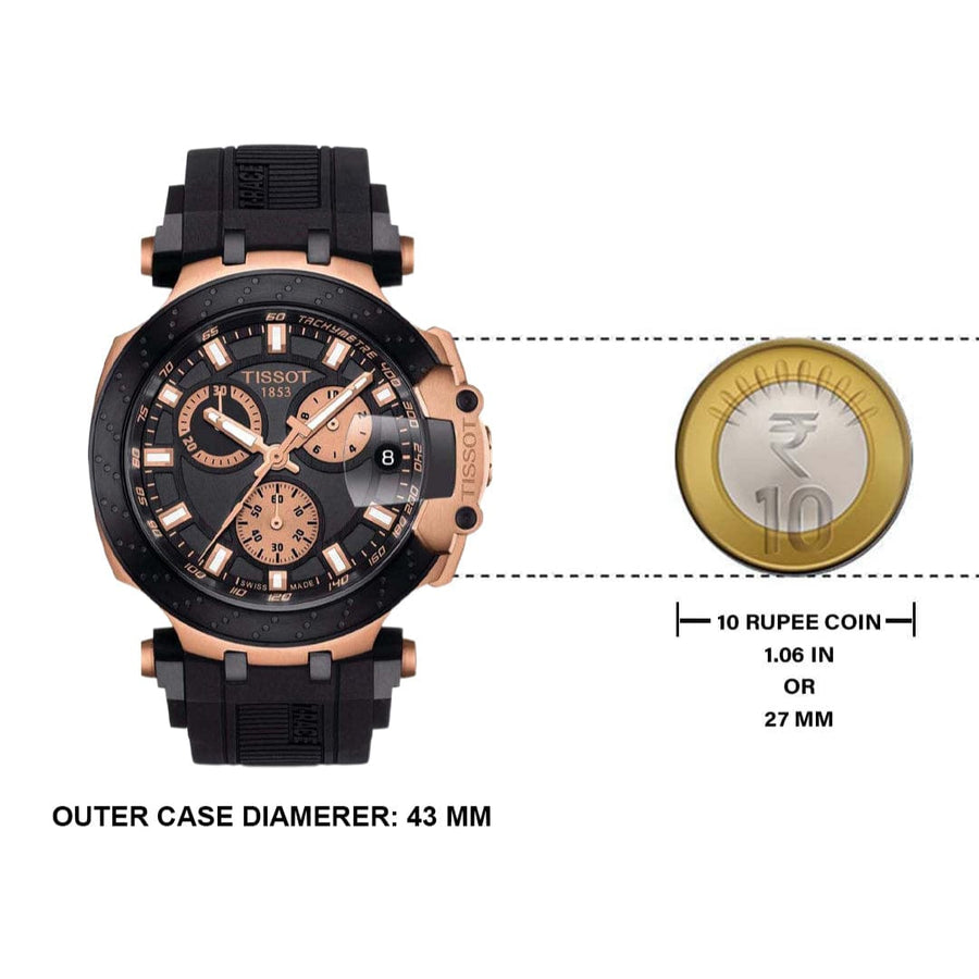 Tissot T Race Chronograph Black Dial Black Silicone Strap Watch For Men - T115.417.37.051.00