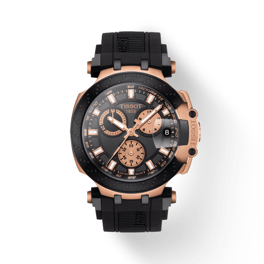 Tissot T Race Chronograph Black Dial Black Silicone Strap Watch For Men - T115.417.37.051.00