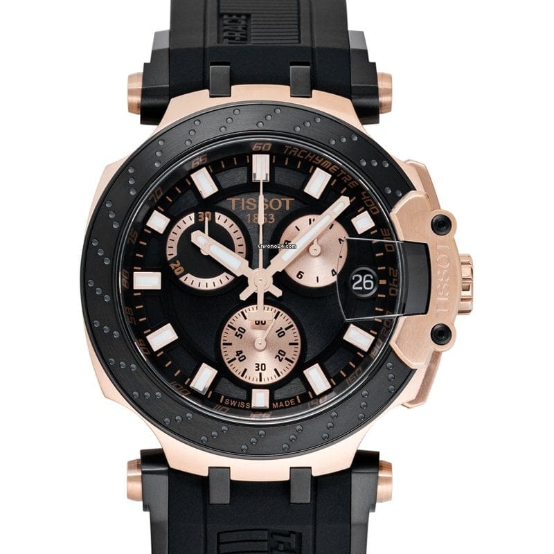 Tissot T Race Chronograph Black Dial Black Silicone Strap Watch For Men - T115.417.37.051.00