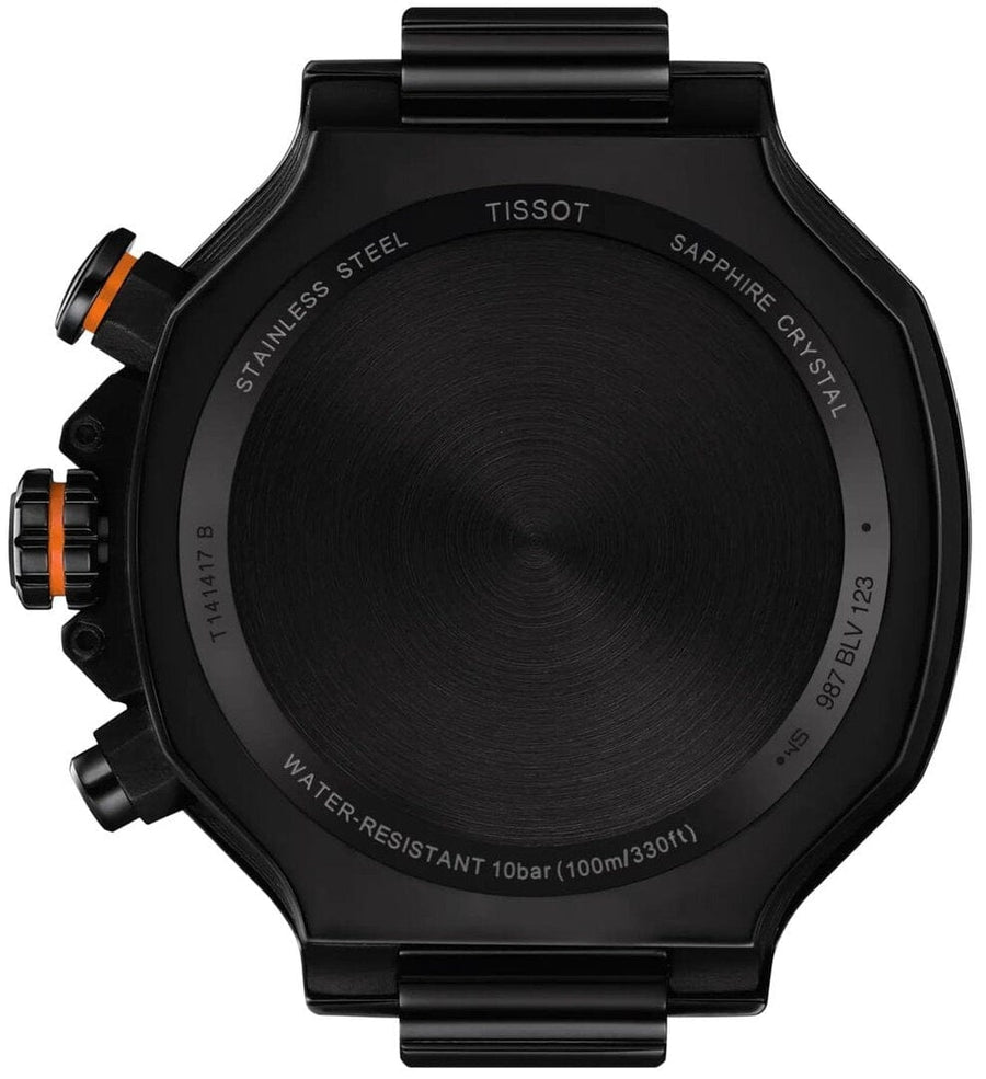 Tissot T Race Chronograph Black Dial Orange Rubber Strap Watch for Men - T141.417.37.051.02