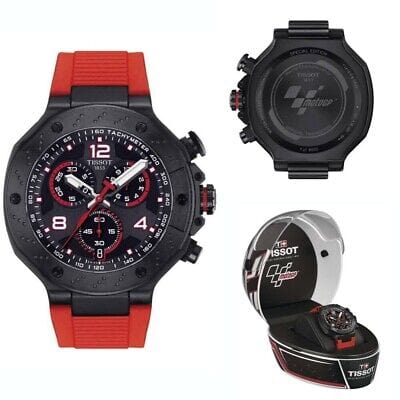 Tissot T Race Chronograph Black Dial Red Rubber Strap Watch For Men - T141.417.37.057.01