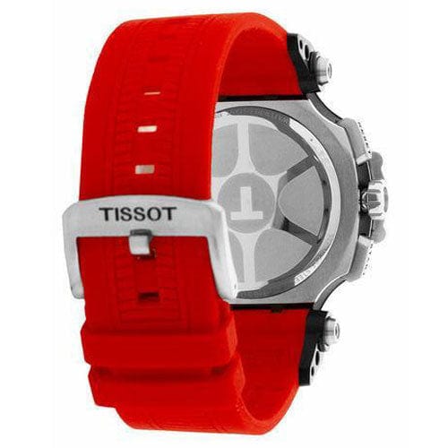 Tissot T Race Chronograph Black Dial Red Silicone Strap Watch For Men - T115.417.27.051.00