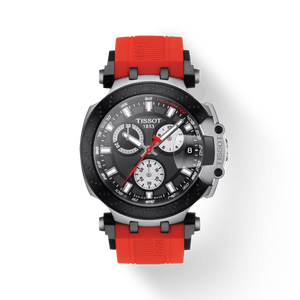 Tissot T Race Chronograph Black Dial Red Silicone Strap Watch For Men - T115.417.27.051.00