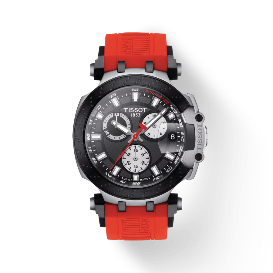 Tissot T Race Chronograph Black Dial Red Silicone Strap Watch For Men - T115.417.27.051.00