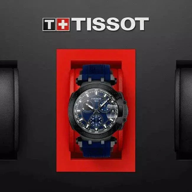 Tissot T Race Chronograph Blue Dial Blue Silicone Strap Watch For Men - T115.417.37.041.00