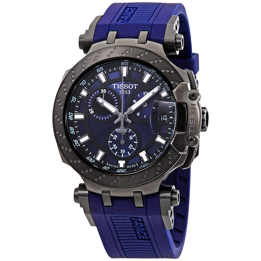Tissot T Race Chronograph Blue Dial Blue Silicone Strap Watch For Men - T115.417.37.041.00