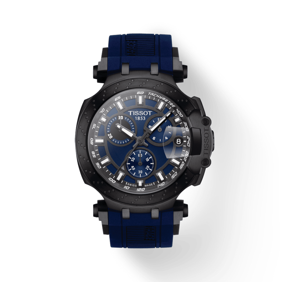 Tissot T Race Chronograph Blue Dial Blue Silicone Strap Watch For Men - T115.417.37.041.00