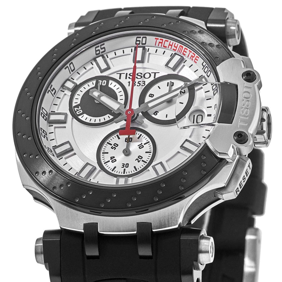 Tissot T Race Chronograph White Dial Black Silicone Strap Watch For Men - T115.417.27.011.00