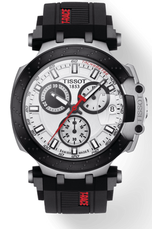Tissot T Race Chronograph White Dial Black Silicone Strap Watch For Men - T115.417.27.011.00