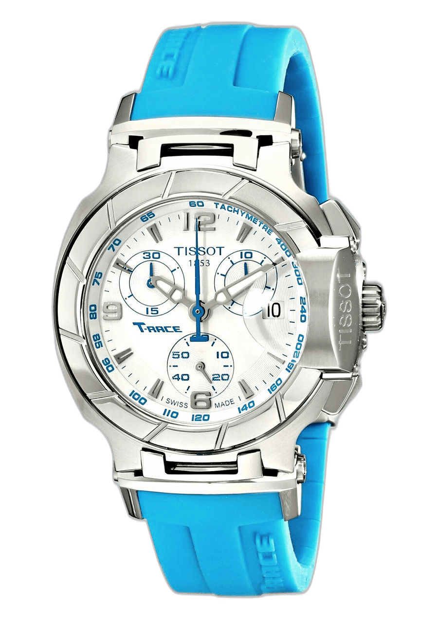 Tissot T Race Chronograph White Dial Brown Rubber Strap Watch for Women - T048.217.17.017.02