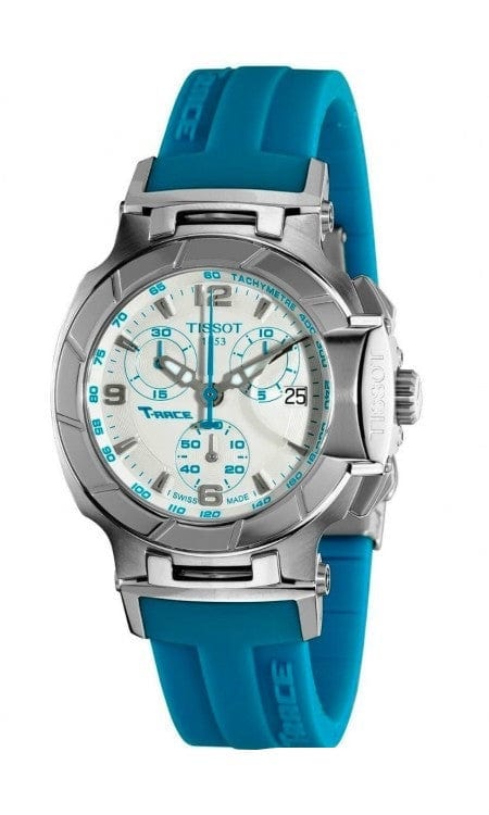 Tissot T Race Chronograph White Dial Brown Rubber Strap Watch for Women - T048.217.17.017.02