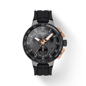Tissot T Race Cycling Chronograph Black Dial Black Rubber Strap Watch For Men - T111.417.37.441.07