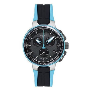 Tissot T Race Cycling Chronograph Black Dial Two Tone Rubber Strap Watch For Men - T111.417.37.441.05