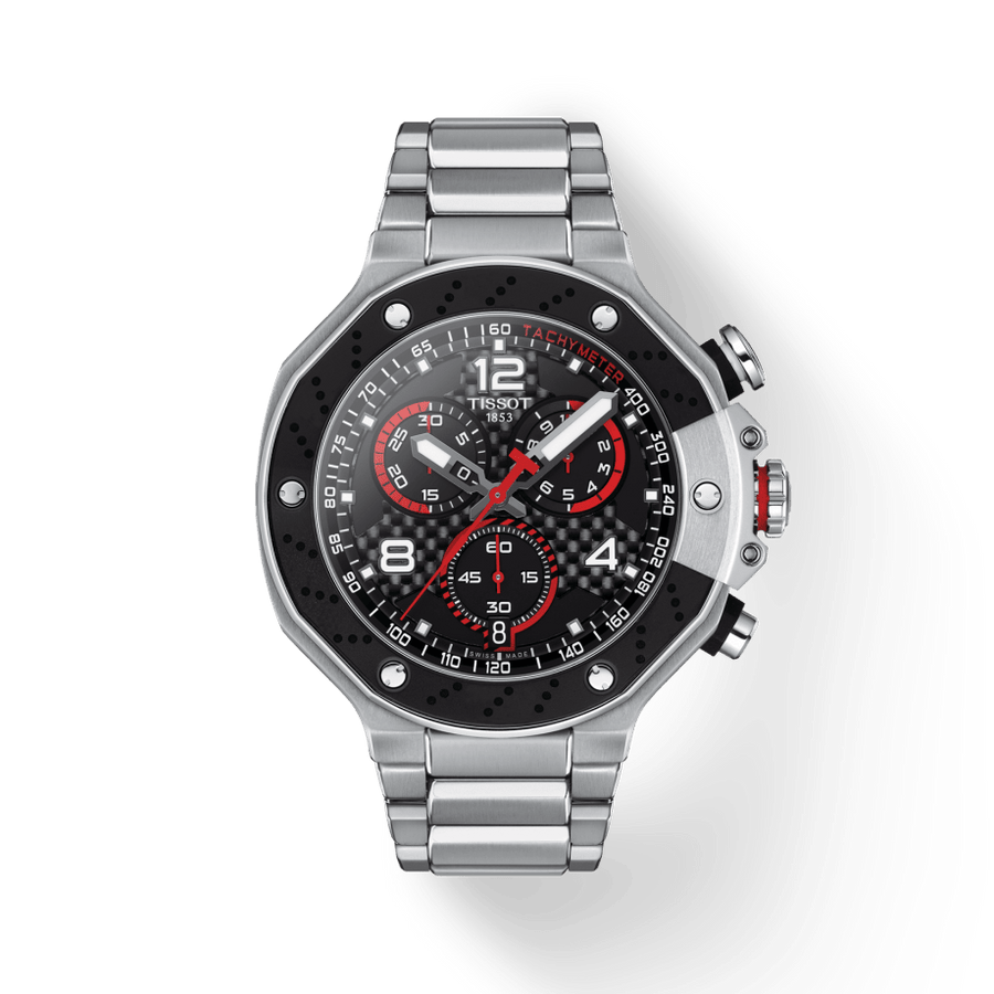 Tissot T Race Moto GP Limited Edition Chronograph Black Dial Silver Steel Strap Watch for Men - T141.417.11.057.00