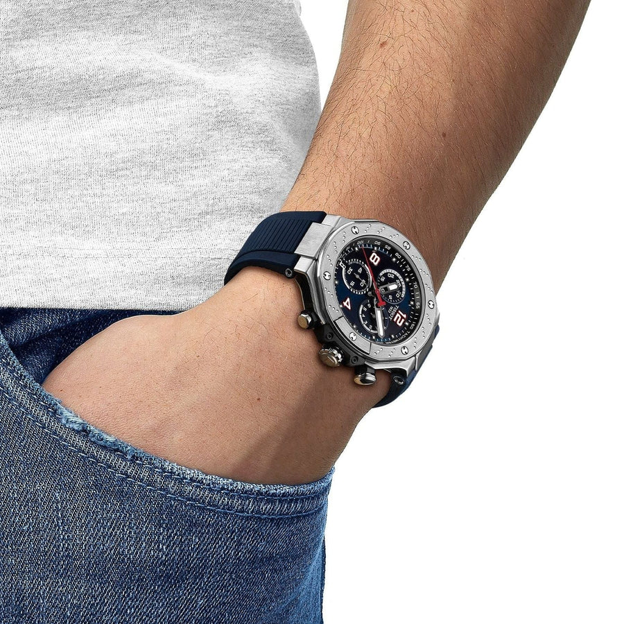Tissot T Race Moto GP Limited Edition Chronograph Blue Dial Blue Rubber Strap Watch for Men - T141.417.17.047.00