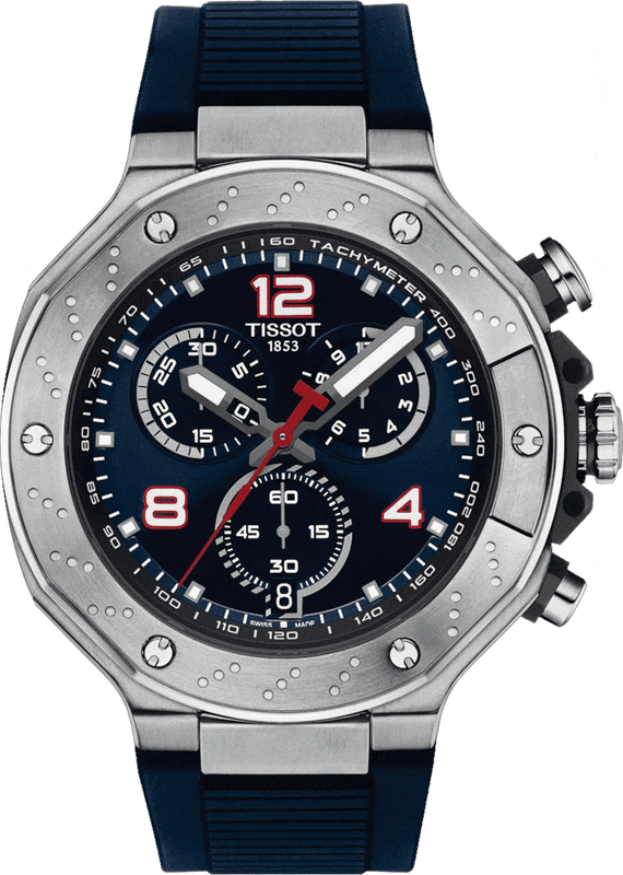 Tissot T Race Moto GP Limited Edition Chronograph Blue Dial Blue Rubber Strap Watch for Men - T141.417.17.047.00