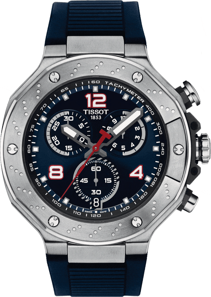 Tissot T Race Moto GP Limited Edition Chronograph Blue Dial Blue Rubber Strap Watch for Men - T141.417.17.047.00