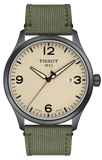Tissot T Sport Chrono XL Beige Dial Khakhi Green Nylon Strap Watch for Men - T116.617.33.267.00