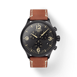 Tissot T Sport Chrono XL Black Dial Brown Leather Strap Watch For Men - T116.617.36.057.00