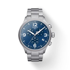 Tissot T Sport Chrono XL Chronograph Blue Dial Silver Steel Strap Watch For Men - T116.617.11.047.00