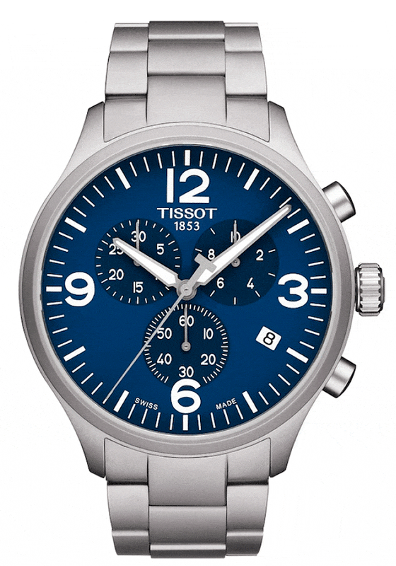 Tissot T Sport Chrono XL Chronograph Blue Dial Silver Steel Strap Watch For Men - T116.617.11.047.00