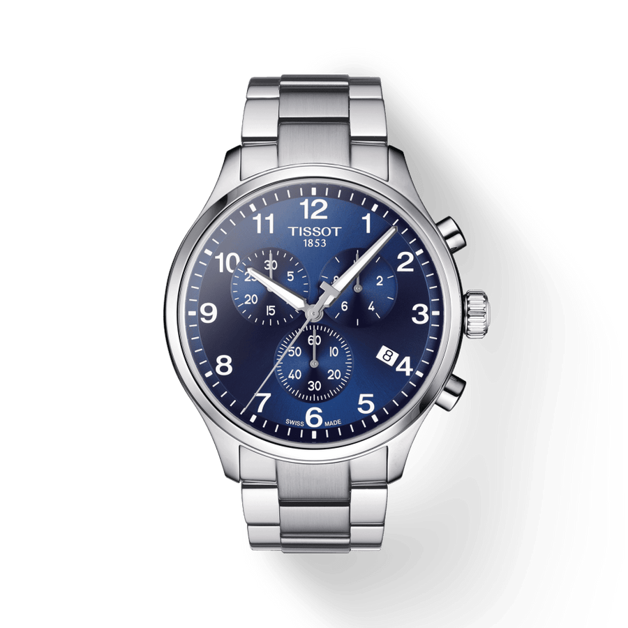 Tissot T Sport Chrono XL Classic Blue Dial Silver Steel Strap Watch For Men - T116.617.11.047.01
