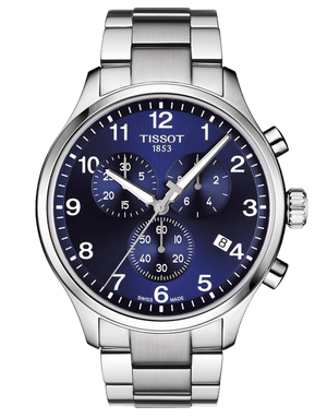 Tissot T Sport Chrono XL Classic Blue Dial Silver Steel Strap Watch For Men - T116.617.11.047.01