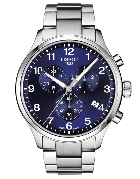 Tissot T Sport Chrono XL Classic Blue Dial Silver Steel Strap Watch For Men - T116.617.11.047.01