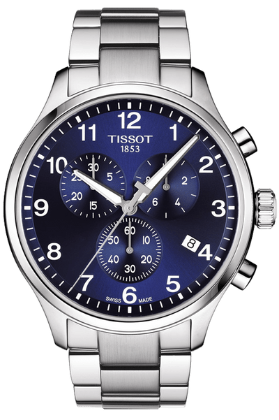 Tissot T Sport Chrono XL Classic Blue Dial Silver Steel Strap Watch For Men - T116.617.11.047.01