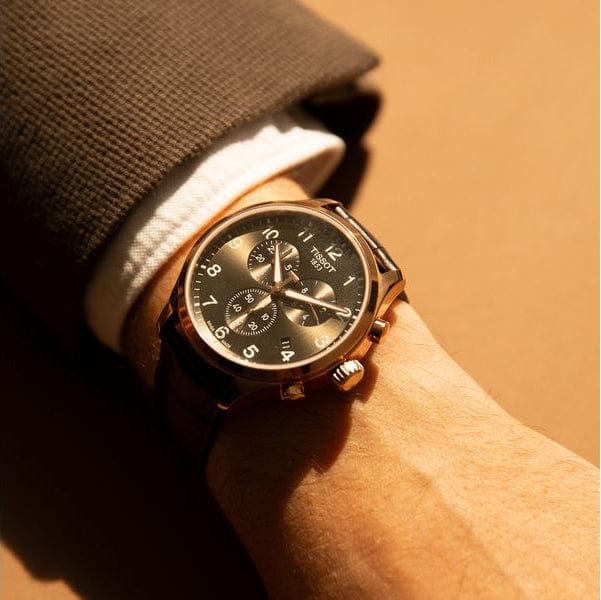 Tissot T Sport Chrono XL Classic Brown Dial Brown Leather Strap Watch For Men - T116.617.36.057.01