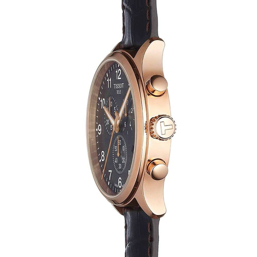 Tissot T Sport Chrono XL Classic Brown Dial Brown Leather Strap Watch For Men - T116.617.36.057.01