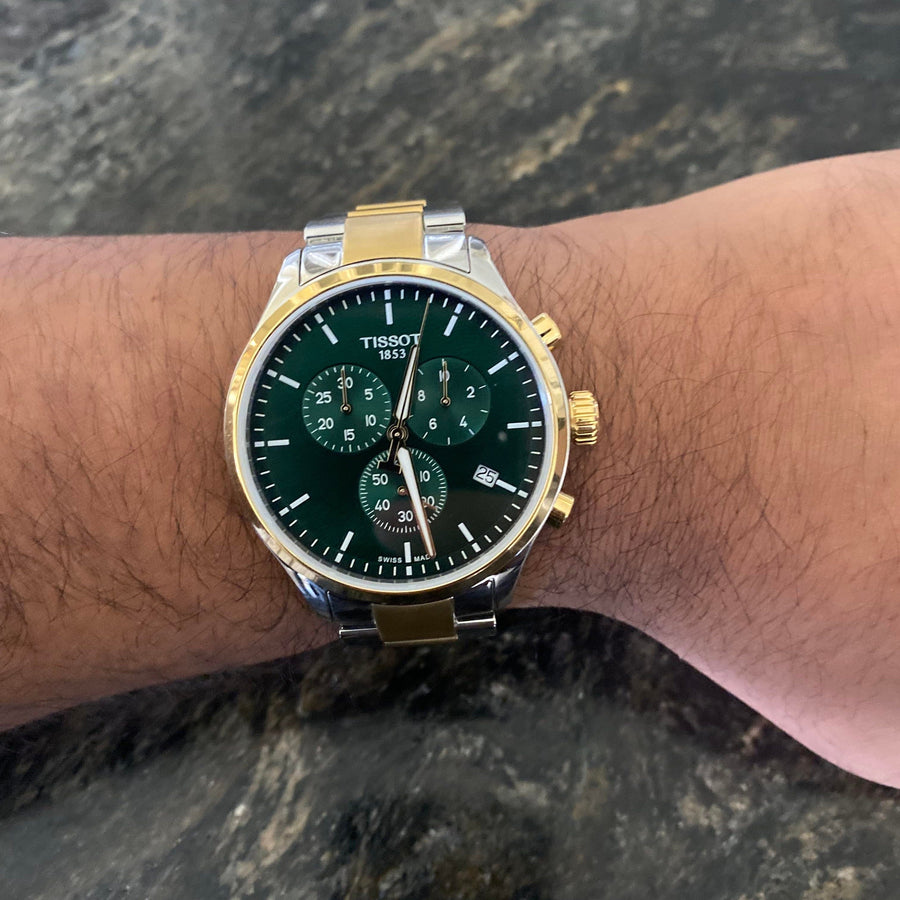 Tissot T Sport Chrono XL Classic Green Dial Two Tone Steel Strap Watch for Men - T116.617.22.091.00