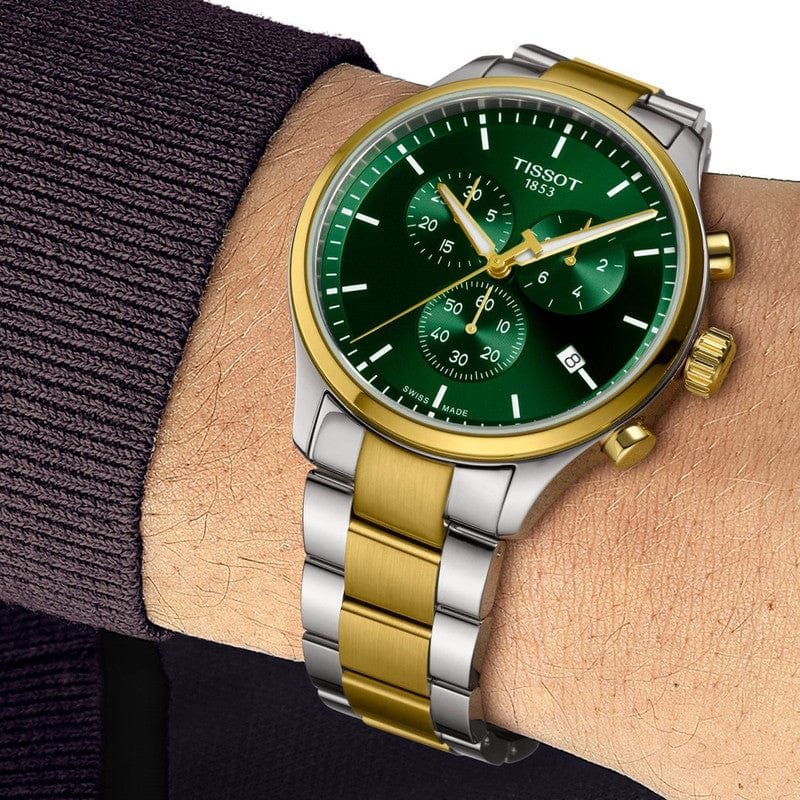 Tissot T Sport Chrono XL Classic Green Dial Two Tone Steel Strap Watch for Men - T116.617.22.091.00