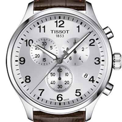 Tissot T Sport Chrono XL Classic Silver Dial Brown Leather Strap Watch For Men - T116.617.16.037.00