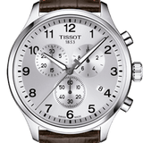 Tissot T Sport Chrono XL Classic Silver Dial Brown Leather Strap Watch For Men - T116.617.16.037.00