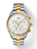 Tissot T Sport PR 100 Chronograph White Dial Two Tone Steel Strap Watch For Men - T101.417.22.031.00