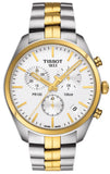 Tissot T Sport PR 100 Chronograph White Dial Two Tone Steel Strap Watch For Men - T101.417.22.031.00