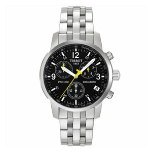 Tissot T Sport PRC200 Chronograph Black Dial Silver Steel Strap Watch for Men - T17.1.586.52