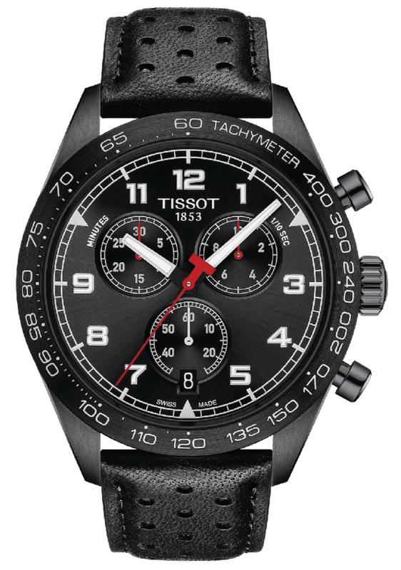 Tissot T Sport PRS 516 Chronograph Black Dial Black Leather Strap Watch for Men - T131.617.36.051.00