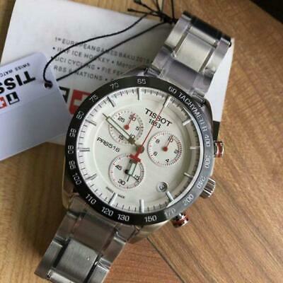 Tissot T Sport PRS 516 Chronograph White Dial Silver Steel Strap Watch For Men - T100.417.11.031.00