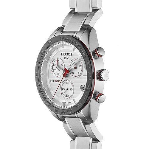 Tissot T Sport PRS 516 Chronograph White Dial Silver Steel Strap Watch For Men - T100.417.11.031.00