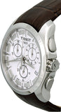 Tissot Couturier Chronograph White Dial Brown Leather Strap Watch For Men - T035.617.16.031.00