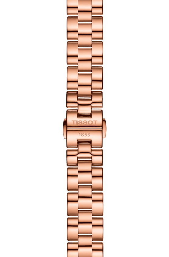 Tissot T Wave Cream Dial Rose Gold Steel Strap Watch For Women - T112.210.33.451.00