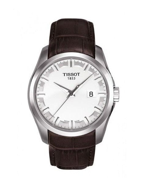 Tissot T Classic Couturier Chronograph White Dial Brown Leather Strap Watch For Men - T035.410.16.031.00