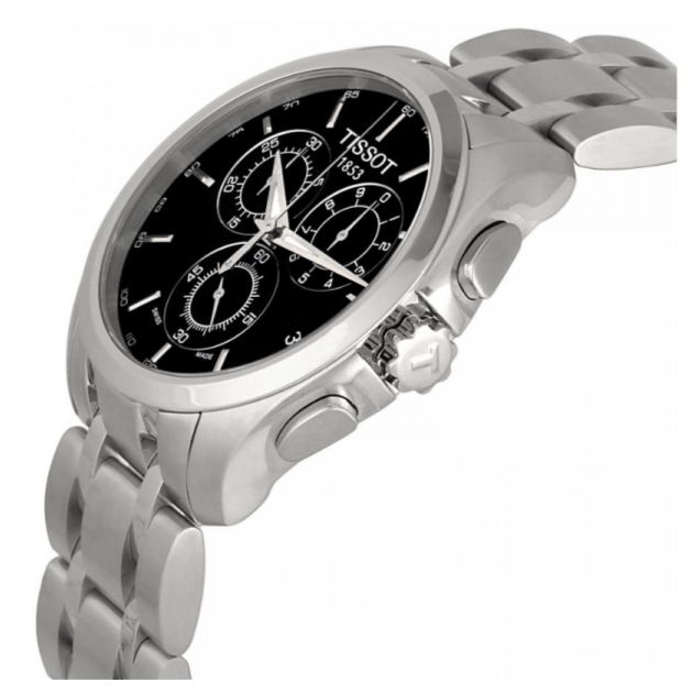 Tissot Couturier Chronograph Black Dial Silver Steel Strap Watch For Men - T035.617.11.051.00