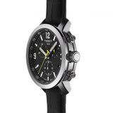 Tissot PRC 200 Chronograph Black Dial Black Leather Strap Watch For Men - T055.417.16.057.00