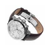 Tissot PRC 200 Chronograph Silver Dial Brown Leather Strap Watch For Men - T055.417.16.037.00